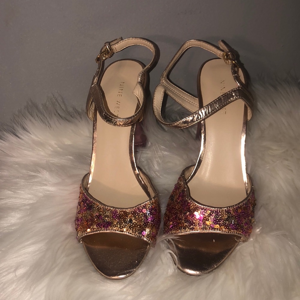 Nine West Sequin Block Heel